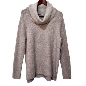 Lands End Womens M Cowl Neck Sweater Light Beige, Nylon, Wool, Alpaca Blend Cozy